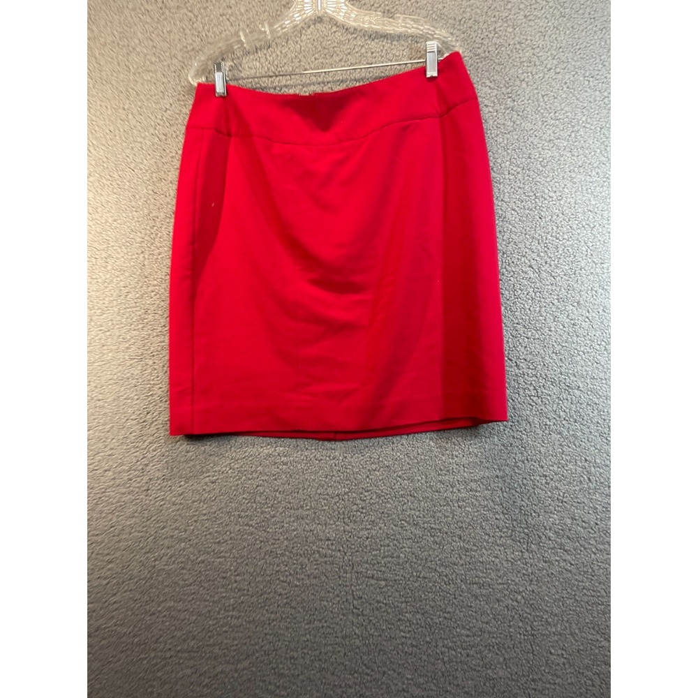 Worthington Women Skirt, Red Straight‎ Pencil Polyester  Size 14 Back Zip